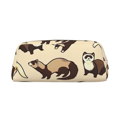 SDFHU Federmäppchen mit Frettchen-Aufdruck, vielseitiges Federmäppchen, Reißverschluss, multifunktionales Federmäppchen mit Reißverschluss von SDFHU