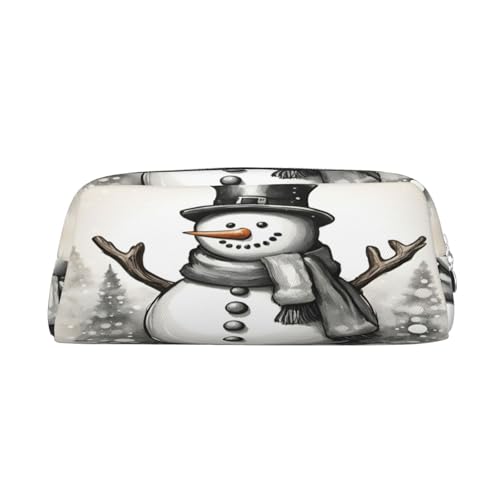 SDFHU Federmäppchen mit Weihnachtsmotiv und Schneemannmotiv, für Erwachsene, vielseitiges Federmäppchen mit Reißverschluss, multifunktionales Federmäppchen mit Reißverschluss von SDFHU