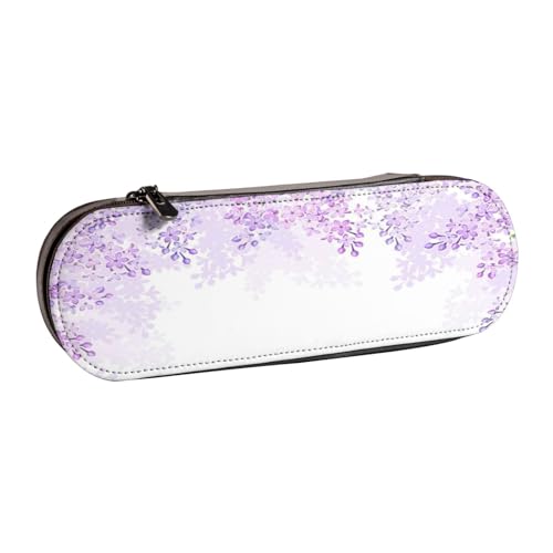 SDFHU Framing Federmäppchen aus Leder, Motiv: Flieder Blumen in Blüte, vielseitiger Stifthalter aus Leder, für Reisen und den täglichen Gebrauch von SDFHU