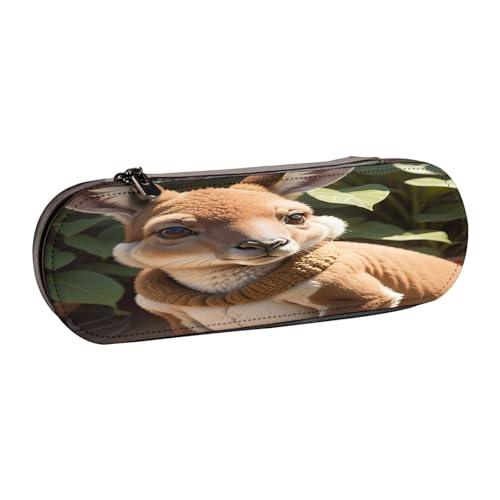 SDFHU Funny for Kangaroo Zoo Print Leather Pencil Case - Versatile Leather Pen Holder Pencil Pouch Travel Everyday Use von SDFHU