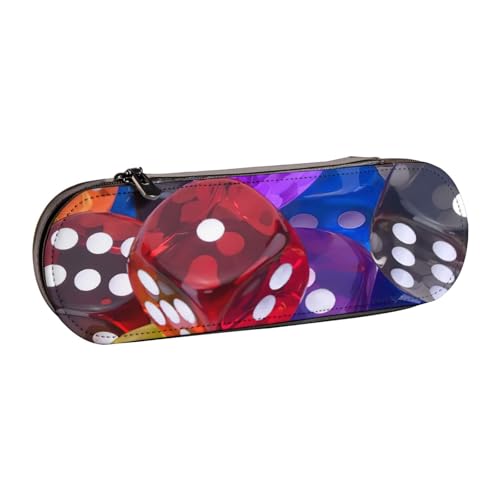 SDFHU Games Dice Set Druck Leder Federmäppchen - Vielseitiger Leder Stifthalter Federmäppchen Reise Alltag von SDFHU