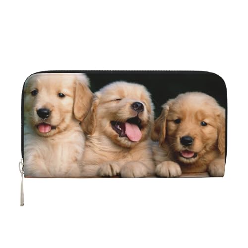 SDFHU Golden Retriever Geldbörse für Damen, Motiv: Hunde, Welpen, Haustiere, trendig, reisefreundlich, 20 x 8 cm, legere Clutch-Geldbörse, Geschenk für Damen, Schwarz, Einheitsgröße, Kunst von SDFHU