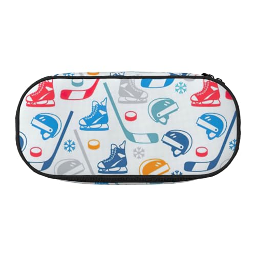 SDFHU Hockey Elements Federmäppchen mit kreativem Muster, Schreibwaren, Werkzeug, Bürobedarf, Uni, Zubehör, geeignet für jeden Anlass, Schwarz, Einheitsgröße, niedlich, Schwarz , Einheitsgröße von SDFHU
