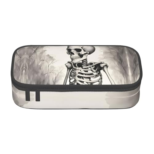 SDFHU Interessantes multifunktionales Federmäppchen mit Skelett-Druck, Schreibwaren, Aufbewahrungstasche, Zubehör, Kosmetikartikel, Erwachsene von SDFHU