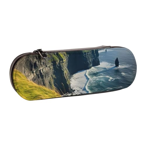 SDFHU Ireland Outdoors County Clare The Cliffs Federmäppchen aus Leder – vielseitiges Leder-Federmäppchen für Reisen und den täglichen Gebrauch von SDFHU