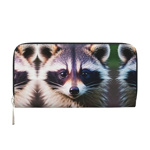 SDFHU Little Raccoon Face 1 Damen-Geldbörse, trendig, reisefreundlich, 20 x 8 cm, lässig, Clutch, Geschenk für Damen, Schwarz, Einheitsgröße, Kunst von SDFHU