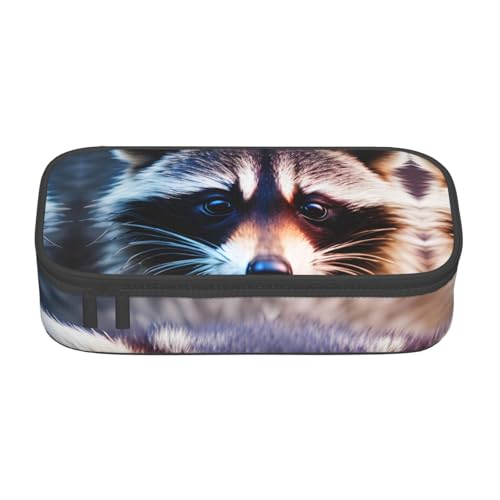 SDFHU Little Raccoon Face Print Multifunktionales Federmäppchen Schreibwaren Aufbewahrungstasche Zubehör Kosmetikartikel Erwachsene von SDFHU