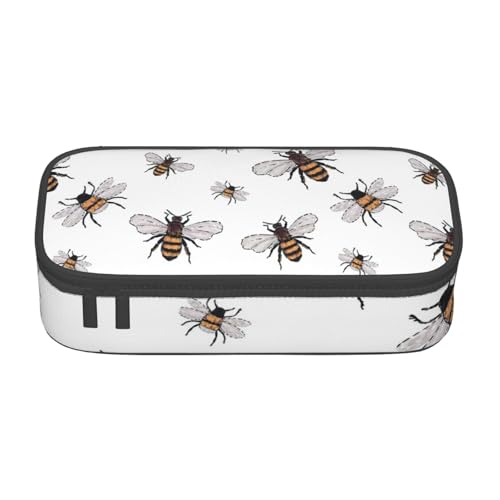 SDFHU Lustiges Federmäppchen mit Bienen-Druck, multifunktional, Schreibwaren, Aufbewahrungstasche, Zubehör, Kosmetikartikel, Erwachsene von SDFHU