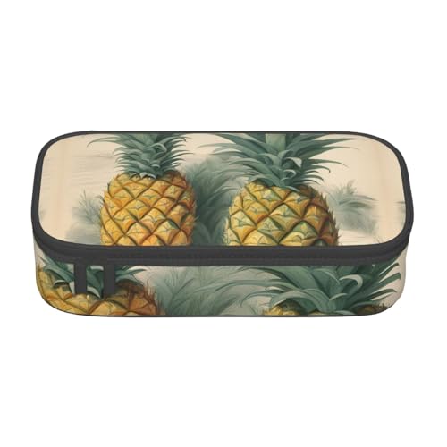 SDFHU Multifunktionales Federmäppchen mit Ananas-Druck, Schreibwaren, Aufbewahrungstasche, Zubehör, Kosmetikartikel, Erwachsene von SDFHU