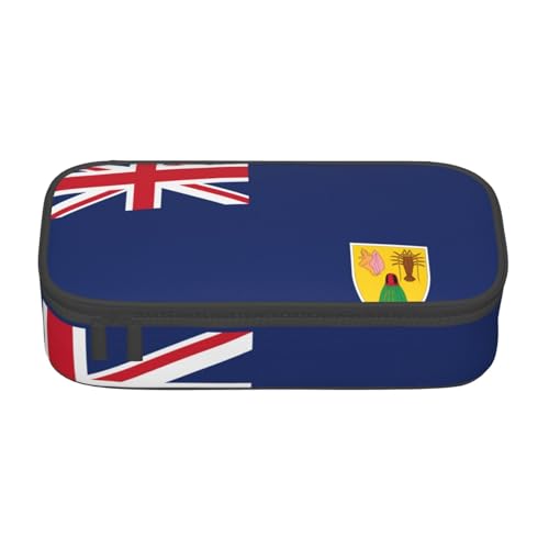 SDFHU Multifunktionales Federmäppchen mit Flagge der Türken- und Caicosinseln, Schreibwaren-Aufbewahrungstasche, Kosmetikartikel, Erwachsene von SDFHU