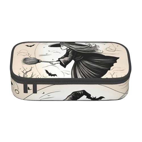 SDFHU Multifunktionales Federmäppchen mit Halloween-Hexen-Motiv, Schreibwaren-Aufbewahrungstasche, Kosmetikartikel, Erwachsene von SDFHU