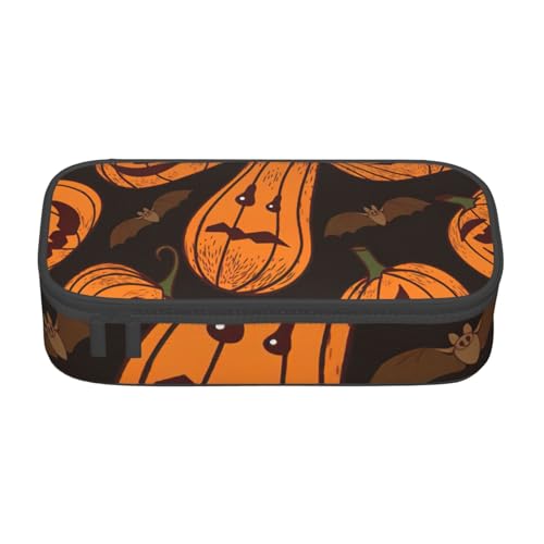 SDFHU Multifunktionales Federmäppchen mit Halloween-Kürbis-Druck, Schreibwaren, Aufbewahrungstasche, Zubehör, Kosmetikartikel, Erwachsene von SDFHU