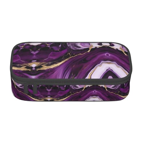 SDFHU Multifunktionales Federmäppchen mit Marmorstruktur, Dunkelviolett, 1 Druck, Schreibwaren, Aufbewahrungstasche, Zubehör, Kosmetikartikel, Erwachsene von SDFHU