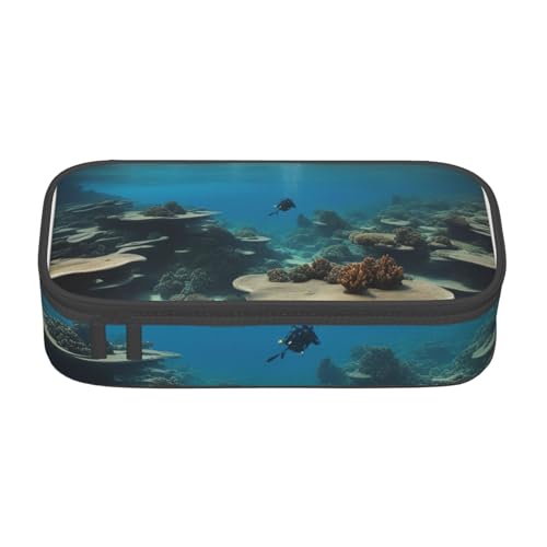 SDFHU Multifunktionales Federmäppchen mit Meeresansicht und Unterwasser-Motiv, Schreibwaren-Aufbewahrungstasche, Kosmetikartikel, Erwachsene von SDFHU