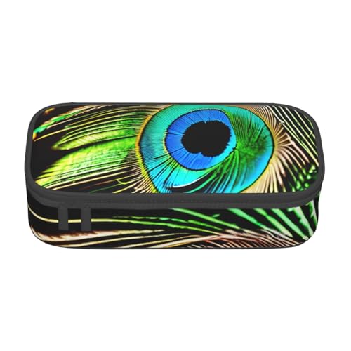 SDFHU Multifunktionales Federmäppchen mit Pfauenfeder-Druck, Schreibwaren, Aufbewahrungstasche, Zubehör, Kosmetikartikel, Erwachsene von SDFHU