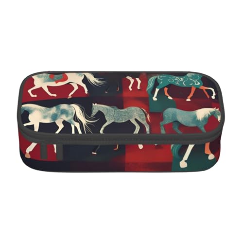 SDFHU Multifunktionales Federmäppchen mit Pferdemotiven, Schreibwaren, Aufbewahrungstasche, Kosmetikartikel, Erwachsene von SDFHU