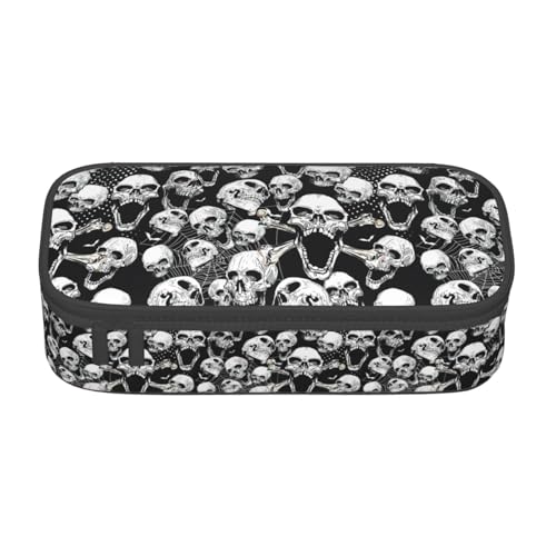 SDFHU Multifunktionales Federmäppchen mit Totenkopf-Hintergrund, Schreibwaren, Aufbewahrungstasche, Zubehör, Kosmetikartikel, Erwachsene von SDFHU