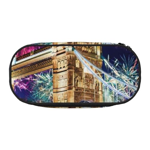 SDFHU Night London Federmäppchen mit Turmbrücken-Aufdruck, Schreibwaren, Werkzeug, Bürobedarf, Uni-Accessoire, geeignet für jeden Anlass, Schwarz, Einheitsgröße, niedlich, Schwarz , Einheitsgröße von SDFHU