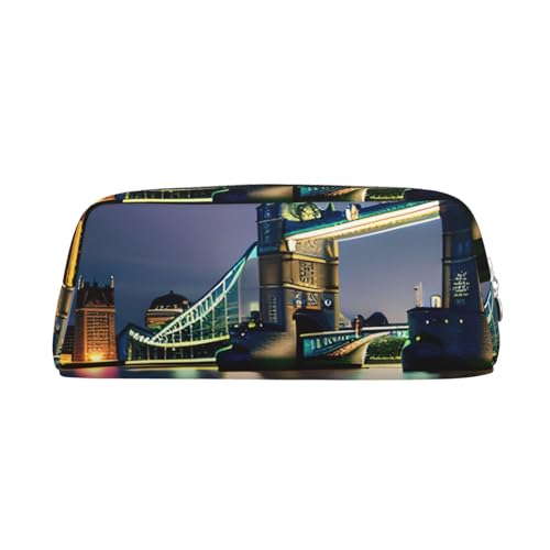 SDFHU Night London Tower Bridge Print Erwachsene Federmäppchen Vielseitiges Federmäppchen Reißverschluss Multifunktional Reißverschluss Federmäppchen von SDFHU