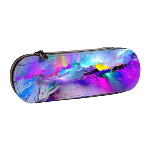 SDFHU Northern Lights Painting Print Leder Federmäppchen - Vielseitiges Leder Stifthalter Federmäppchen Reise Alltag von SDFHU