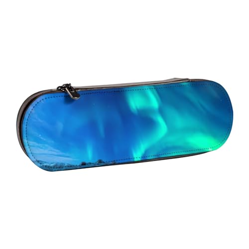 SDFHU Northern Lights Print Leder Federmäppchen - Vielseitiges Leder Stifthalter Federmäppchen Reise Alltag von SDFHU