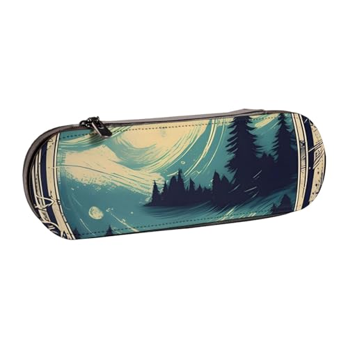 SDFHU Not All Who Wander Are Lost 1 Federmäppchen aus Leder mit Aufdruck – Vielseitiges Stifteetui aus Leder für Reisen und den täglichen Gebrauch von SDFHU