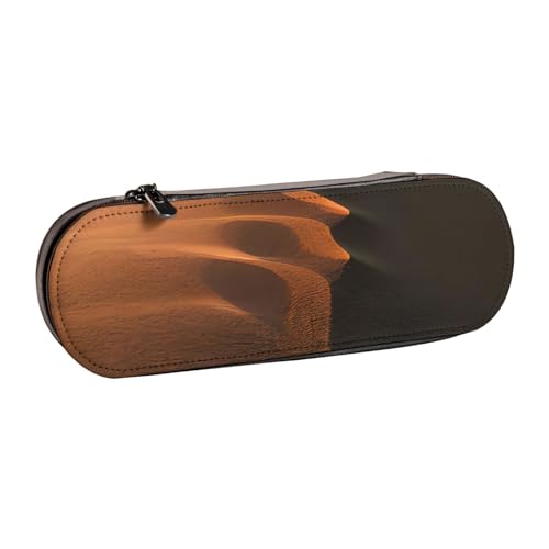 SDFHU Sanddünen bedrucktes Leder-Federmäppchen – Vielseitiger Stifthalter aus Leder für Reisen und den täglichen Gebrauch von SDFHU