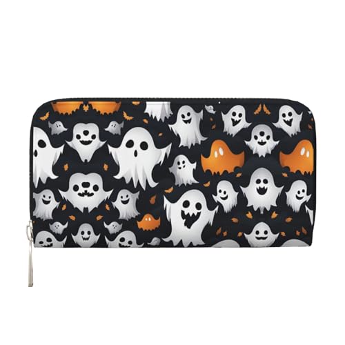 SDFHU Süßes weißes Geister-Halloween-Muster für Damen, trendig, reisefreundlich, 20 x 8 cm, lässige Clutch-Geldbörse, Geschenk für Damen, Schwarz, Einheitsgröße, Kunst von SDFHU