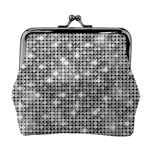 Silberne Pailletten-Münztasche mit glitzerndem Muster, praktische Münzgeldbörse, niedlich, Mini-Münzbeutel für Frauen (11,5 x 10,5 cm), exquisit, Schwarz, Einheitsgröße von SDFHU
