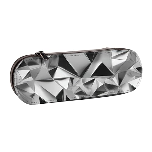 Silbernes Federmäppchen aus Leder mit geometrischem Figurendruck, vielseitiges Stifteetui aus Leder, für Reisen und den täglichen Gebrauch von SDFHU