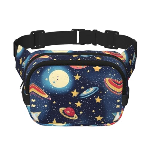Starry Sky Universe Space Print Herren und Damen Quadratische Doppellagige Hüfttasche Workout Crossbody Reise Hüfttasche, Schwarz, Einheitsgröße von SDFHU