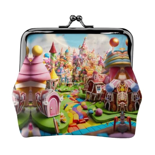 Süßigkeitenland-Druck, praktische Münzgeldbörse, niedlicher Mini-Münzbeutel für Frauen (11,5 x 10,5 cm), exquisit, Schwarz, Einheitsgröße von SDFHU