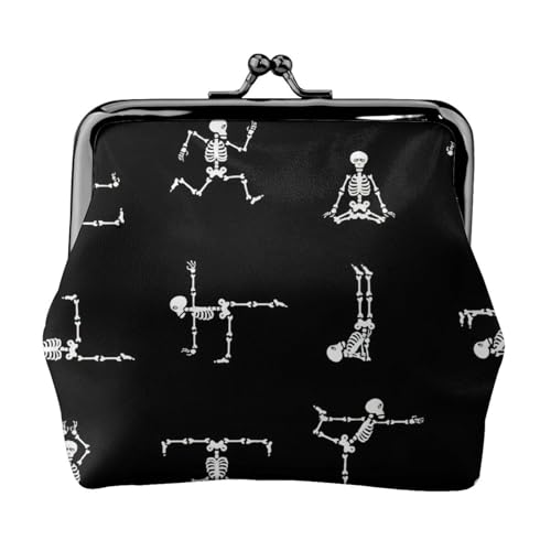 Totenkopf-Yoga-Druck, praktische Münzgeldbörse, niedlich, Mini-Münztasche für Frauen (11,5 x 10,5 cm), exquisit, Schwarz, Einheitsgröße von SDFHU