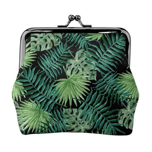 Transparentes Palmblatt-Muster, praktische Münzgeldbörse, niedliche Mini-Münztasche für Frauen (11,5 x 10,5 cm), exquisit, Schwarz, Einheitsgröße von SDFHU