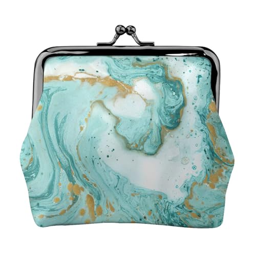 Türkis-Gold-Marmor-Druck, praktische Münzgeldbörse, niedlich, Mini-Münzbeutel für Frauen (11,5 x 10,5 cm), exquisit, Schwarz, Einheitsgröße von SDFHU