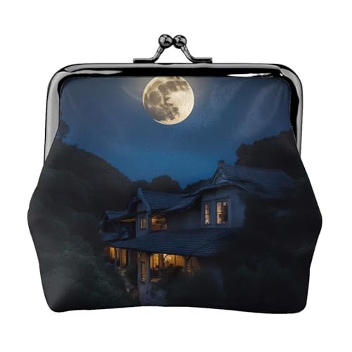 Vollmond in Nacht Druck Praktikabilität Münzgeldbörse Niedliche Mini-Münztasche für Frauen (11,5 x 10,5 cm) Exquisit, Schwarz, Einheitsgröße von SDFHU