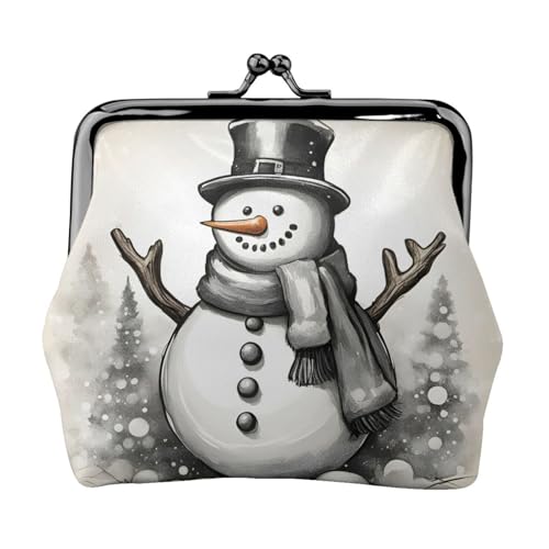 Weihnachtsmünztasche mit Schneemann, 1 Druck, niedlich, Mini-Münztasche für Damen, 11,5 x 10,5 cm, exquisit, Schwarz, Einheitsgröße von SDFHU