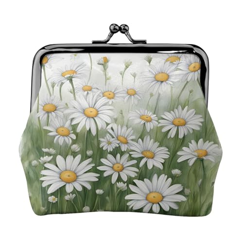 Weiße Gänseblümchen-Druck, praktische Münzgeldbörse, niedlicher Mini-Münzbeutel für Frauen (11,5 x 10,5 cm), exquisit, Schwarz, Einheitsgröße von SDFHU