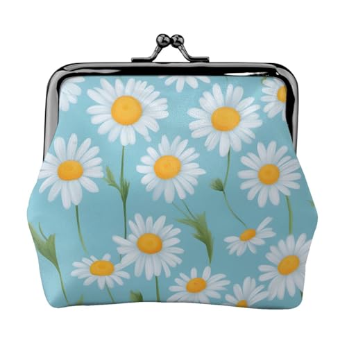 Weißes Gänseblümchen auf hellblauem Hintergrund, praktische Münzgeldbörse, niedlicher Mini-Münzbeutel für Frauen (11,5 x 10,5 cm), exquisit, Schwarz, Einheitsgröße von SDFHU