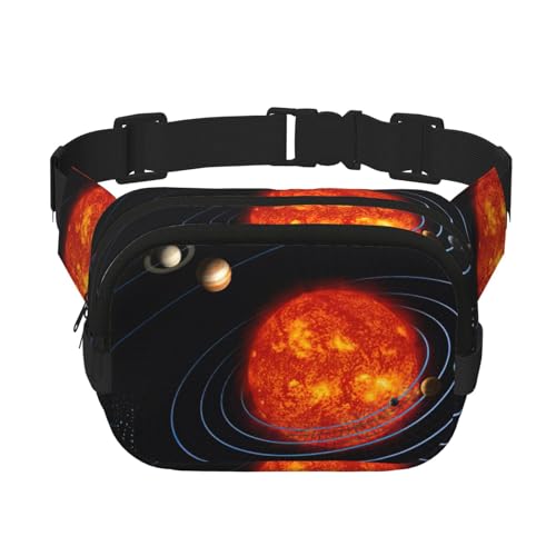 Weltraum Galaxie Sonnensystem Druck Männer und Frauen Quadratisch Doppellagige Hüfttasche Workout Crossbody Reise Hüfttasche, Schwarz, Einheitsgröße von SDFHU
