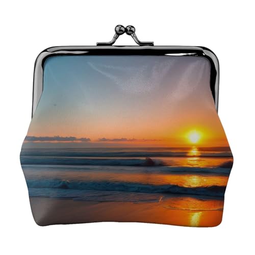 Wunderschöner Sonnenaufgang-Ozean-Druck, praktische Münzgeldbörse, niedlicher Mini-Münzbeutel für Frauen (11,5 x 10,5 cm), exquisit, Schwarz, Einheitsgröße von SDFHU
