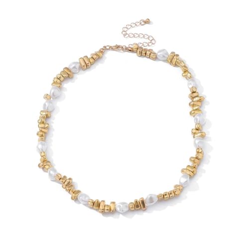 SDFXCDR Choker Halsketten für Frauen, Hip Hop Unregelmäßige Imitation Perle Schlüsselbein Halskette Frauen Vintage CCB Perlen Choker Ästhetik Schmuck Geburtstag, Geschenk von SDFXCDR