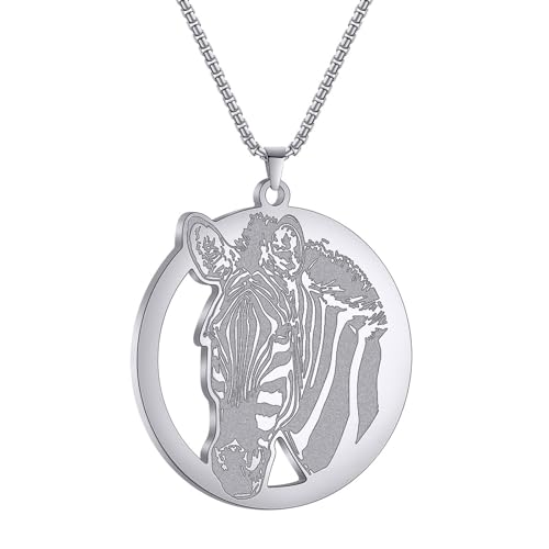 SDFXCDR Herren Halskette Frauen Cut Exquisites Tier Zebra Gesicht Anhänger Halskette Für Männer Und Frauen Mode Hip Hop Pferd Trend Schmuck von SDFXCDR