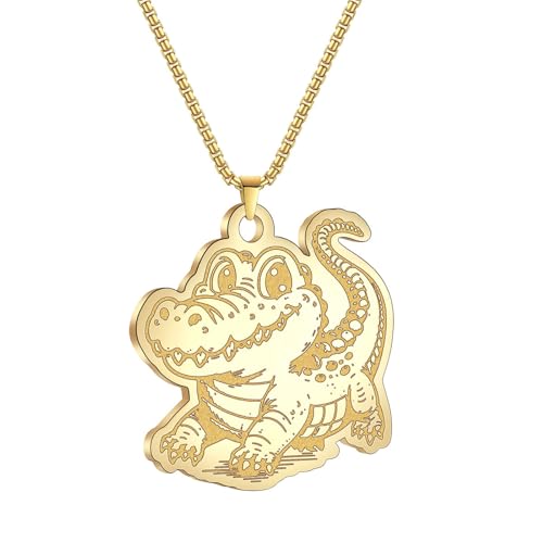 SDFXCDR Herren Halskette Frauen Tier Krokodil Halskette Herren Vintage Hip Hop Punk Biker Charm Anhänger Halskette Geschenk Tierschmuck von SDFXCDR