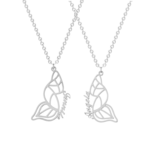 SDFXCDR Herren Halsketten Customized Name Custom Halsketten für Frauen Personalisierte Kette Paar Halskette Schmetterling Schmuck Geschenk Dankeschön Lehrer Geschenke von SDFXCDR