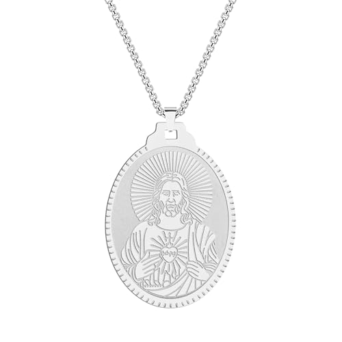 SDFXCDR Herren Halsketten Heiliges Herz Halskette Retter Medaillon Religiös Katholisch Männer und Frauen Danke Lehrer Geschenke SDFXCDR Herren Halsketten Heiliges Herz Halskette Retter Medaillon Religiös Katholisch Männer und Frauen Danke Lehrer Geschenke von SDFXCDR