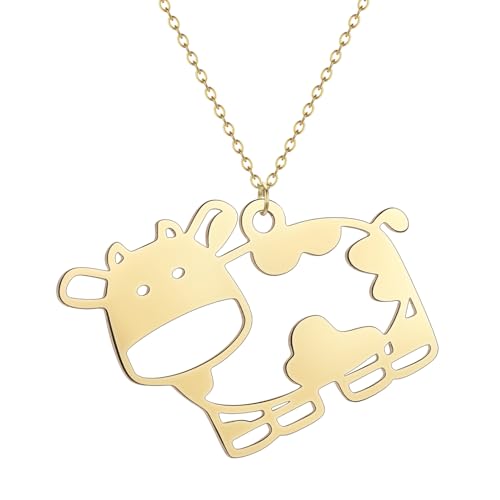 SDFXCDR Herren Halsketten Kuh Laser Cut Charm Anhänger Halskette Draht Cartoon Kuh Charm Handgemachte Politur Danksagung Lehrer Geschenke von SDFXCDR