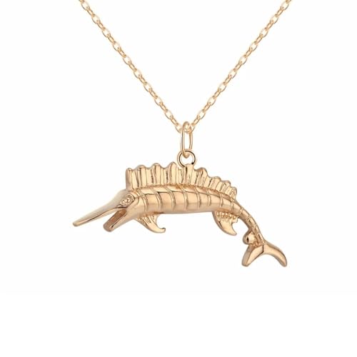 SDFXCDR Herren Halsketten Legierung Zink Marlin Fisch Halskette Meer Tier Fischerei Nautical Colier Neo-Gothic Schwertfisch Mode Schmuck Fabrik Preis Dankeschön Lehrer Geschenke von SDFXCDR