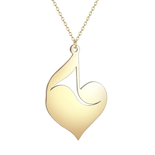 SDFXCDR Herren Halsketten Music Note Herz Halskette Für Frauen Schmuck Einfache Statement Anhänger Halskette Musik Lehrer Geschenk Dankeschön Lehrer Geschenke von SDFXCDR