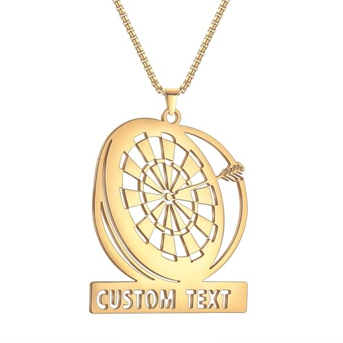 SDFXCDR Herren Halsketten Personalisierte Name Halskette mit Dart Scheibe Custom Name Halsketten Männer Frauen Edelstahl Schmuck Geschenk Dankeschön Lehrer Geschenke von SDFXCDR